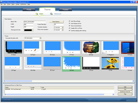 Select Flash theme for Flash Slideshow Yahoo 360 Blog